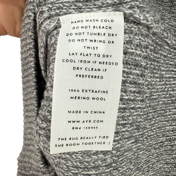 AYR Mens The Sloop Crewneck Merino Wool Sweater in Fuzzy TV Gray Size XS - Picture 7 of 9